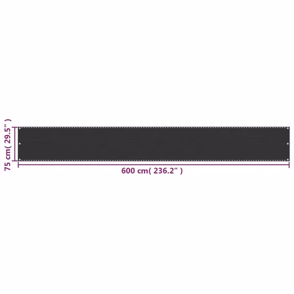 Berkfield Home HDPE Balcony Screen, Anthracite Black, W: 75 cm, L: 600 cm – 3