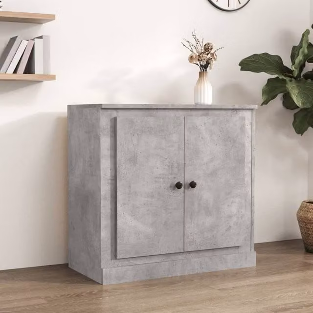 Berkfield Home Sideboard in Concrete Grey, W/D/H: 70 x 35.5 x 67.5 cm