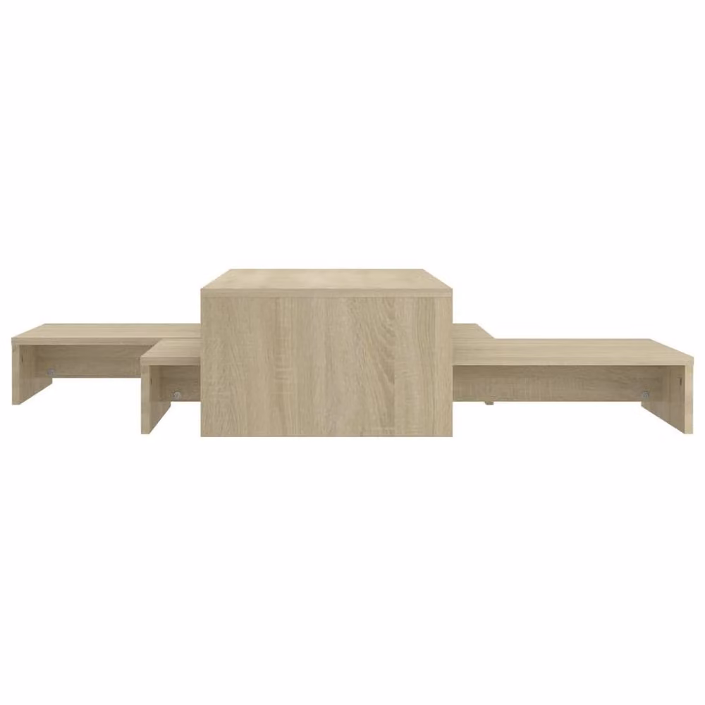 Berkfield Home Nesting Coffee Table Set in Sonoma Oak, Light Brown, W/D/H: 100 x 100 x 26.5 cm – 3