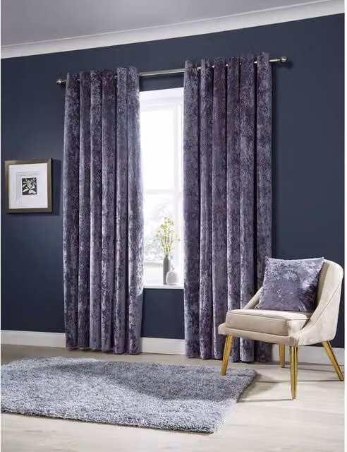 NewEdgeBlinds Purple Velvet Eyelet Fabric Panel Curtains, Height: 228 cm