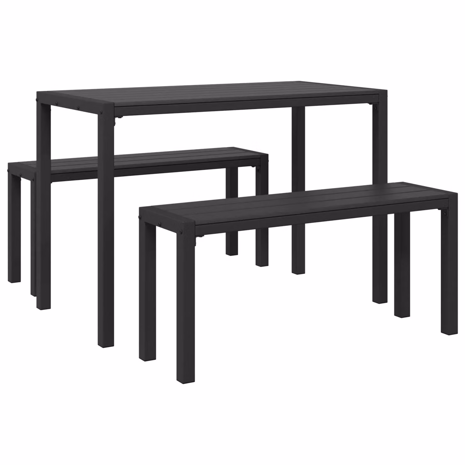 Berkfield Home 3-Piece Modern Garden Dining Set in Black Steel and Composite – 2