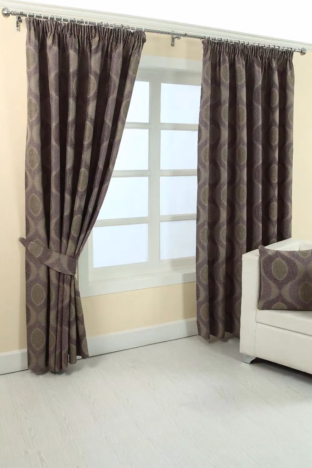 Homescapes Purple Patterned Jacquard Curtain Tie Back Pair – 3