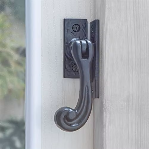 Hammer and Tongs Rustic Window Fastener, Left Handed, Matt Black Iron, Pack of 6, W: 45 mm, H: 110 mm – 6