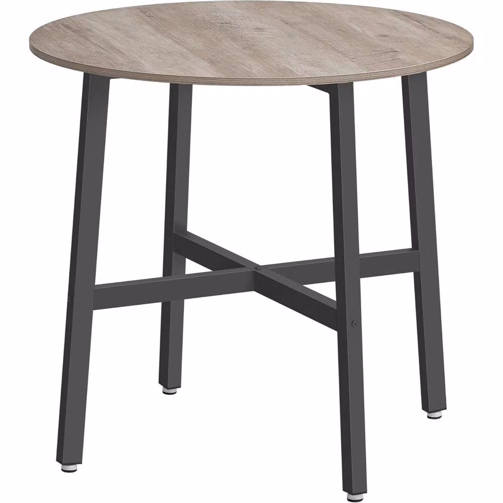 The Bazaarist Round Industrial Dining Table with Metal Frame, Beige – 3
