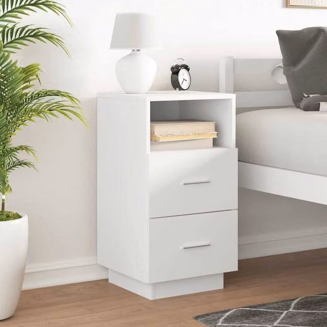Berkfield Home Durable Bedside Cabinet with 2 Drawers, White, W/D/H: 36 x 36 x 68 cm – 1