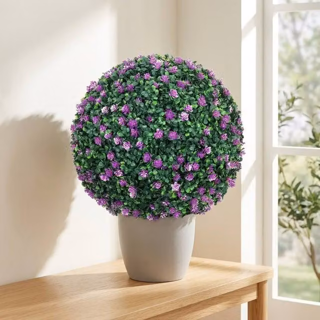 STILVORA Set of 2 Green Artificial Camellia Topiary Balls, Diameter: 40 cm
