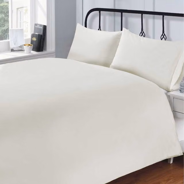Rapport Home 200 Thread Count Cotton Percale Quilt Cover in White and Yellow