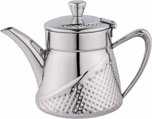 Café Olé Arabica Hammered Stainless Steel Teapot, Silver, 1.36 l