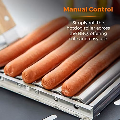Tower T932024 BBQ Hot Dog Roller in Silver with Stainless Steel and Wooden Stay Cool Handle – 4