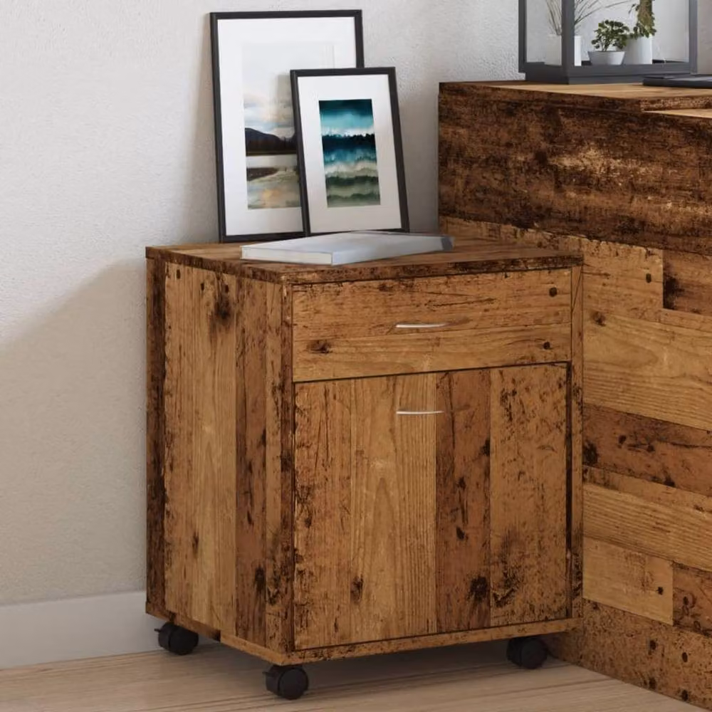 Berkfield Home Rolling Cabinet in Old Wood Brown, W/D/H: 45 x 38 x 54 cm – 3
