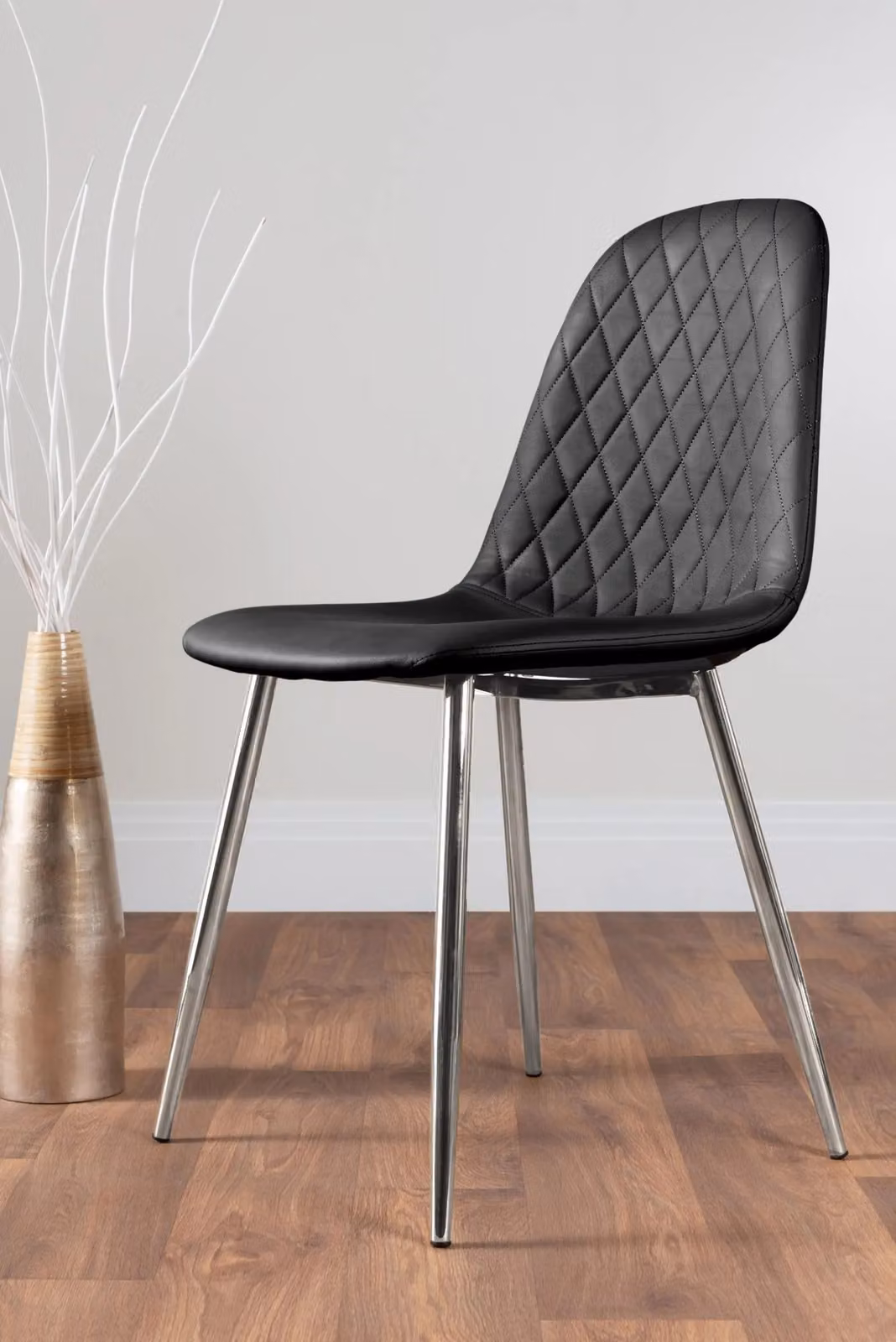 FurnitureboxUK Carson White Marble Effect Square Dining Table and 2 Corona Silver Faux Leather Chairs in Black – 3