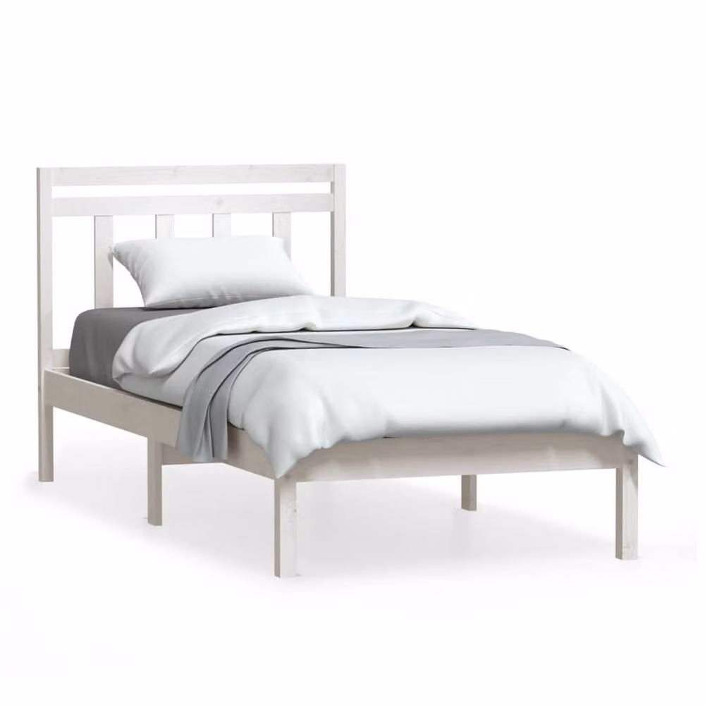 Berkfield Home White Solid Wood Pine Bed Frame W/D/H: 100 x 200 cm – 2