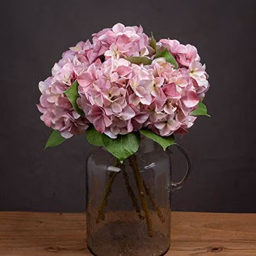 Hill Interiors Shabby Chic Pink Single Hydrangea Artificial Textile Flower – 2