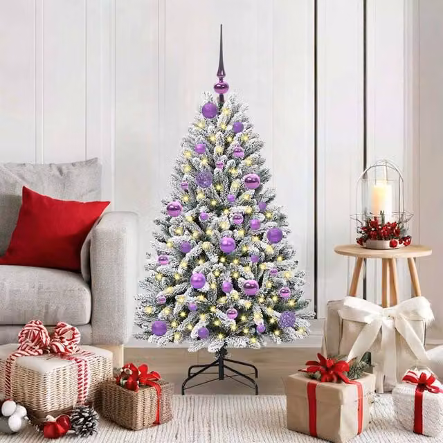 Berkfield Home Artificial Christmas Tree in Green and White, Height: 120 cm – 1