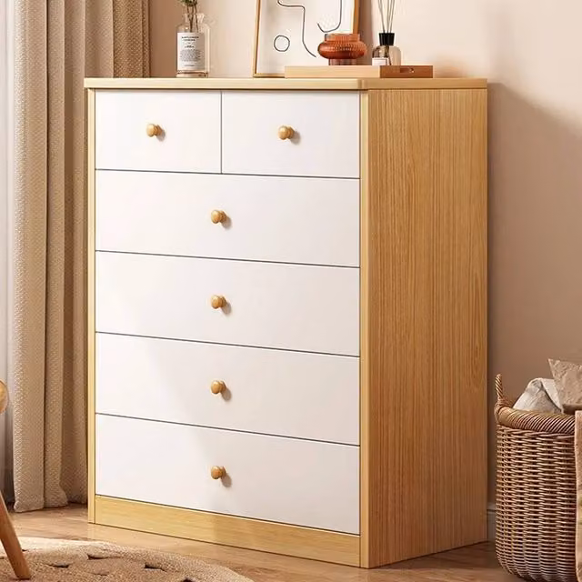 VOGREX Wide 6 Drawer Tall Bedroom Storage Chest in White Matt MDF