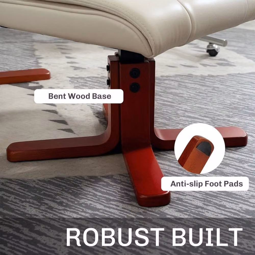 FORGEVIO Reclining Armchair with Footstool in White Synthetic Leather – 3