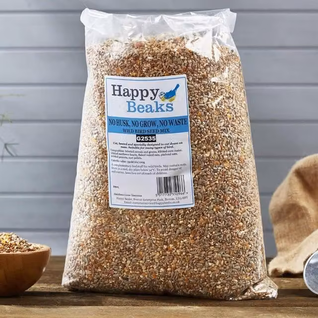 Happy Beaks No Grow No Husk No Mess Wild Bird Feed, Brown, 12.75kg
