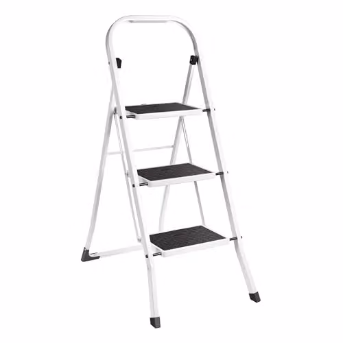 VonHaus White Steel Folding Step Ladder with 150kg Max Capacity – 1