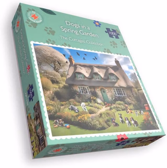Dogs In A Spring Cottage Garden 1000 Piece Jigsaw Puzzle, Multicolour