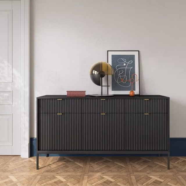 Abakus Direct Nova Modern Glossy Sideboard in Black and Gold