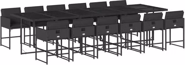 Berkfield Home 13-Piece Black PE Rattan Garden Dining Set for 12 People