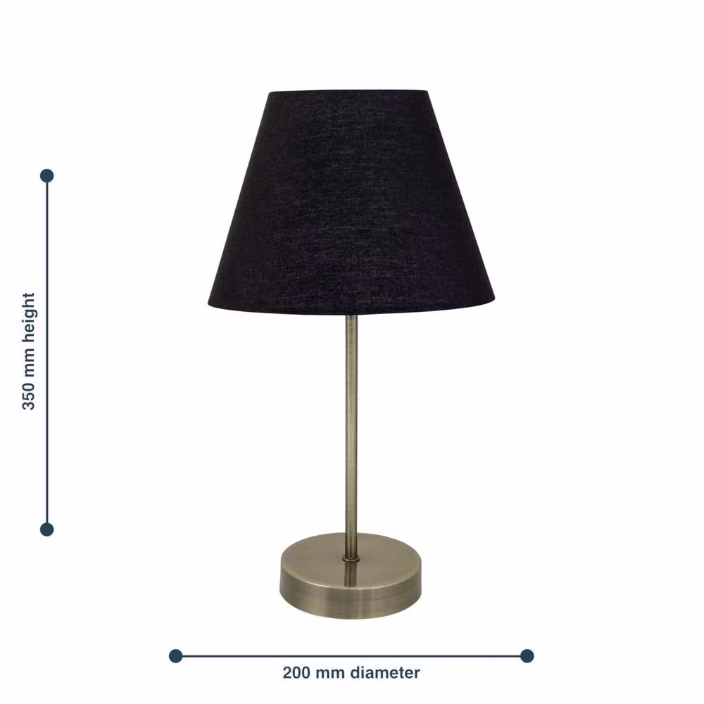 First Choice Lighting Antique Brass Stick Table Lamp with Black Fabric Shade – 4