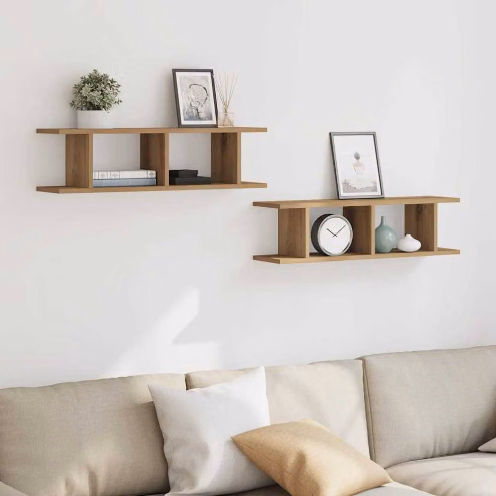 Berkfield Home Artisan Oak Wall Shelves, 2 Piece Set in Brown, W: 75 cm, D: 20 cm, H: 18 cm – 3