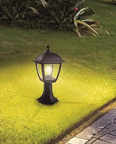 Netlighting Palma 4 Panel Outdoor Pedestal Light, Black, IP44, E27 – 2