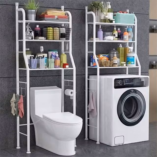 Nordara White 3-Tier Over Toilet Storage Rack in Metal