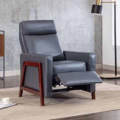 More4Homes Riley Modern Push Back Reclining Armchair in Grey Synthetic Leather – 2