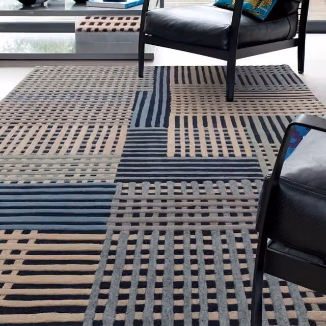The Rug Shop UK Blue Handmade Wool Modern Abstract Easy To Clean Area Rug W/D: 120 x 170 cm
