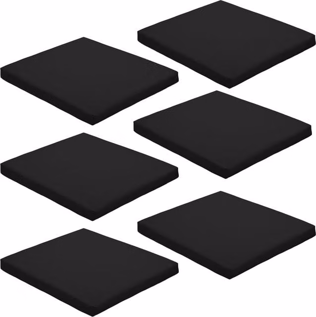 Gardenista Black Water-Repellent Outdoor Garden Chair Seat Pad, Pack of 6, W: 44 cm, D: 50 cm