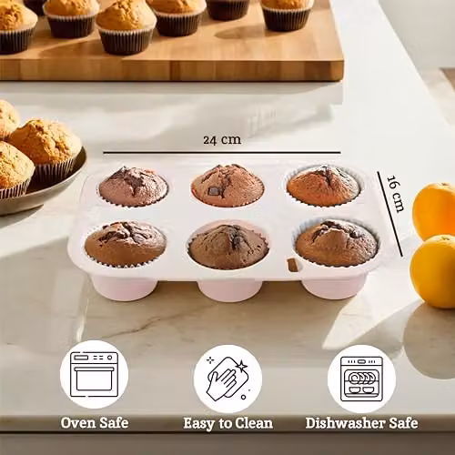 Premier Housewares Non Stick Silicone Muffin Tray, Pink – 1