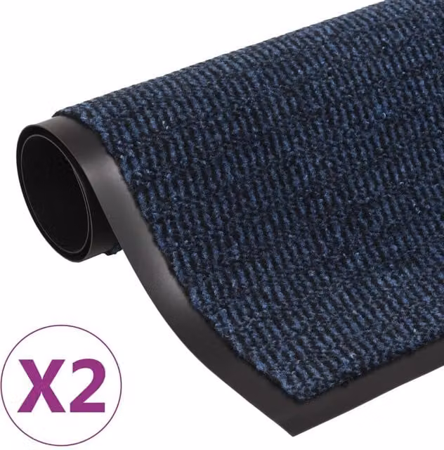 Berkfield Home Dust Control Mats, 2 Pack, Blue, Rectangular, W: 80 cm x L: 120 cm