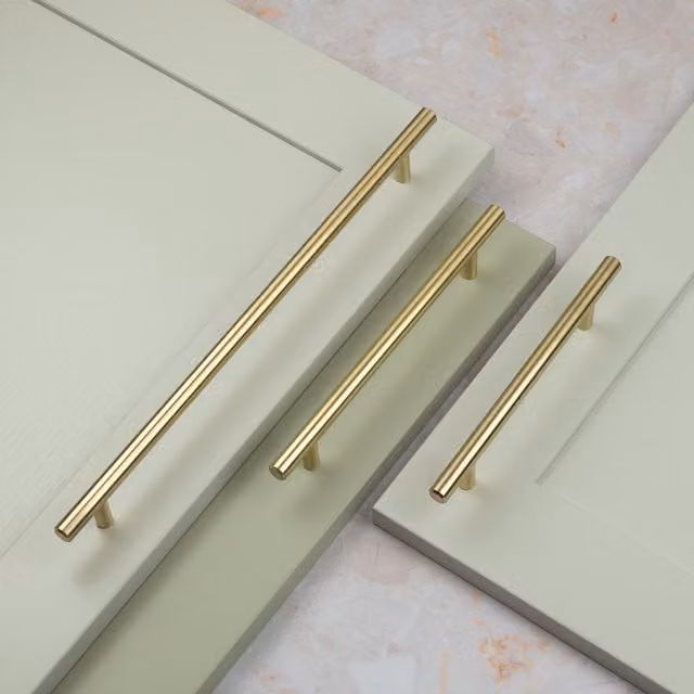 Handle & Home Brushed Gold T-Bar Cabinet Handle, Stainless Steel