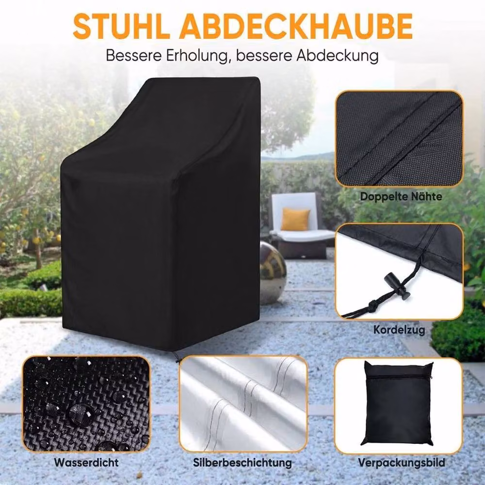 Kelvenix Waterproof High Back Dining Chair Cover in Black, W/D/H: 65 x 65 x 80/120 cm – 3