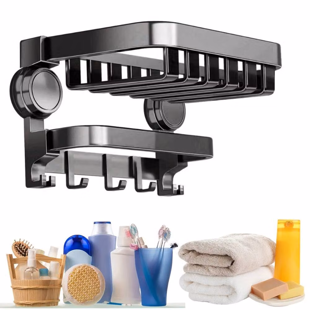 Havendro Black Metal Foldable Bathroom Towel Rack with Suction Cup, Width: 40 cm – 3