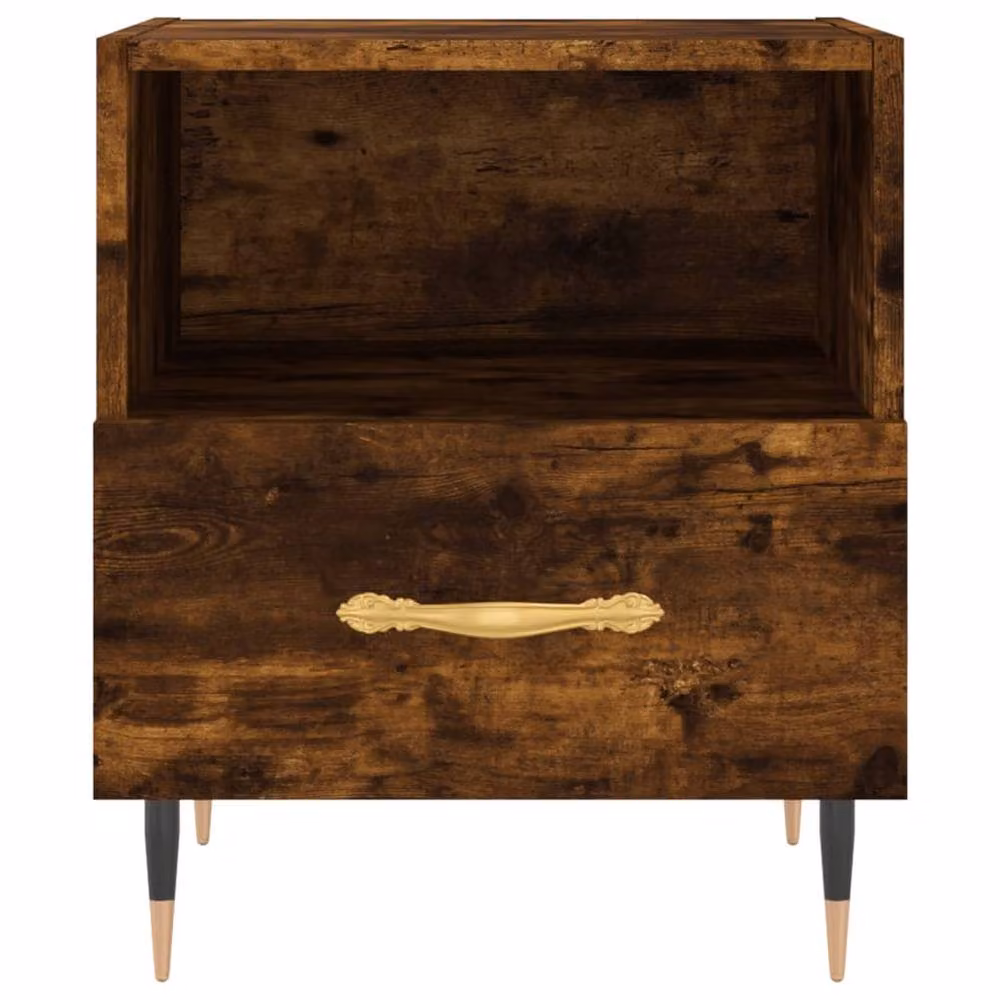 Berkfield Home Set of 2 Smoked Oak Bedside Cabinets in Brown, W/D/H: 40 x 35 x 47.5 cm – 4