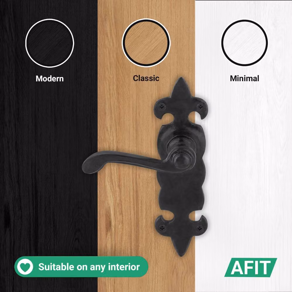 AFIT Black Antique Cast Iron Door Handles and Hinges Set – 6