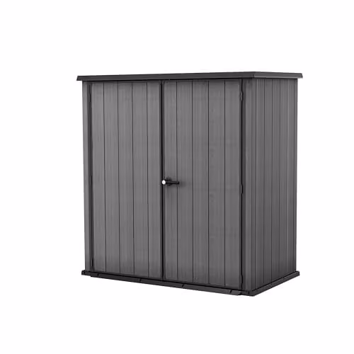 Keter Fortis XL 3100L Outdoor Storage Cabinet in Grey, Heavy-Duty Resin Garden Storage with Lockable Hinged Doors, H 195.0 cm x W 106.5 cm x D 69.0 cm