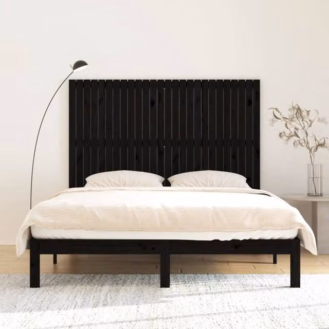 Berkfield Home Black Solid Pine Wood Wall Mount Headboard, W: 166 cm, D: 3 cm, H: 110 cm – 1