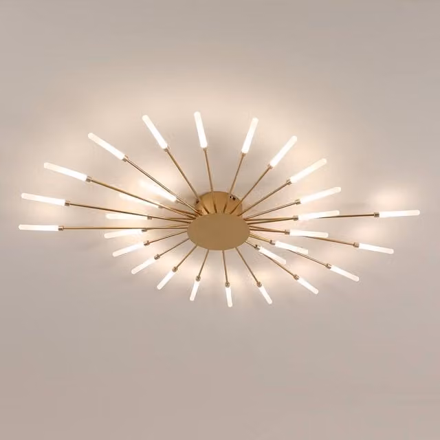 Pheashine Modern Art Deco Gold LED Ceiling Chandelier with 4500K Daylight, W: 100 cm, D: 8.5 cm