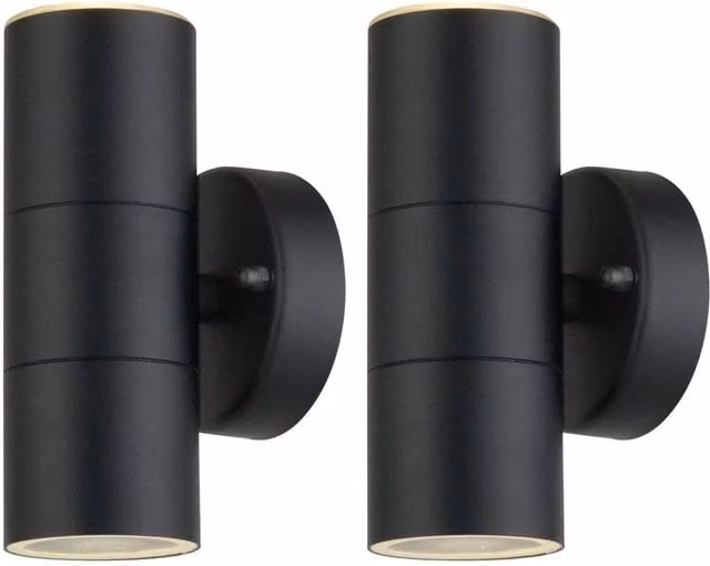First Choice Lighting Blaze Set of 2 Black Outdoor Up and Down LED Wall Lights