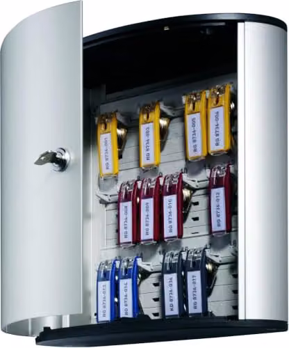 Durable Aluminium Key Safe Box 18, Wall Mounted Silver Key Holder Cabinet with Turn Lock and 6 Key Clip Tags – 3