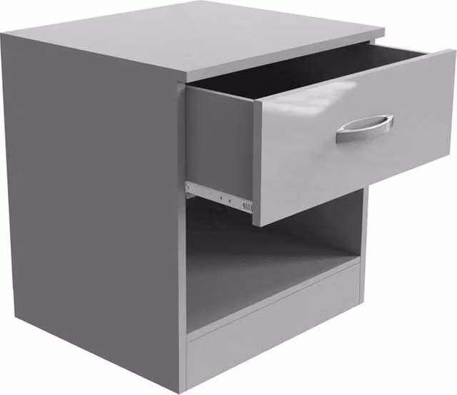FLAVORA Grey High Gloss Bedside Table