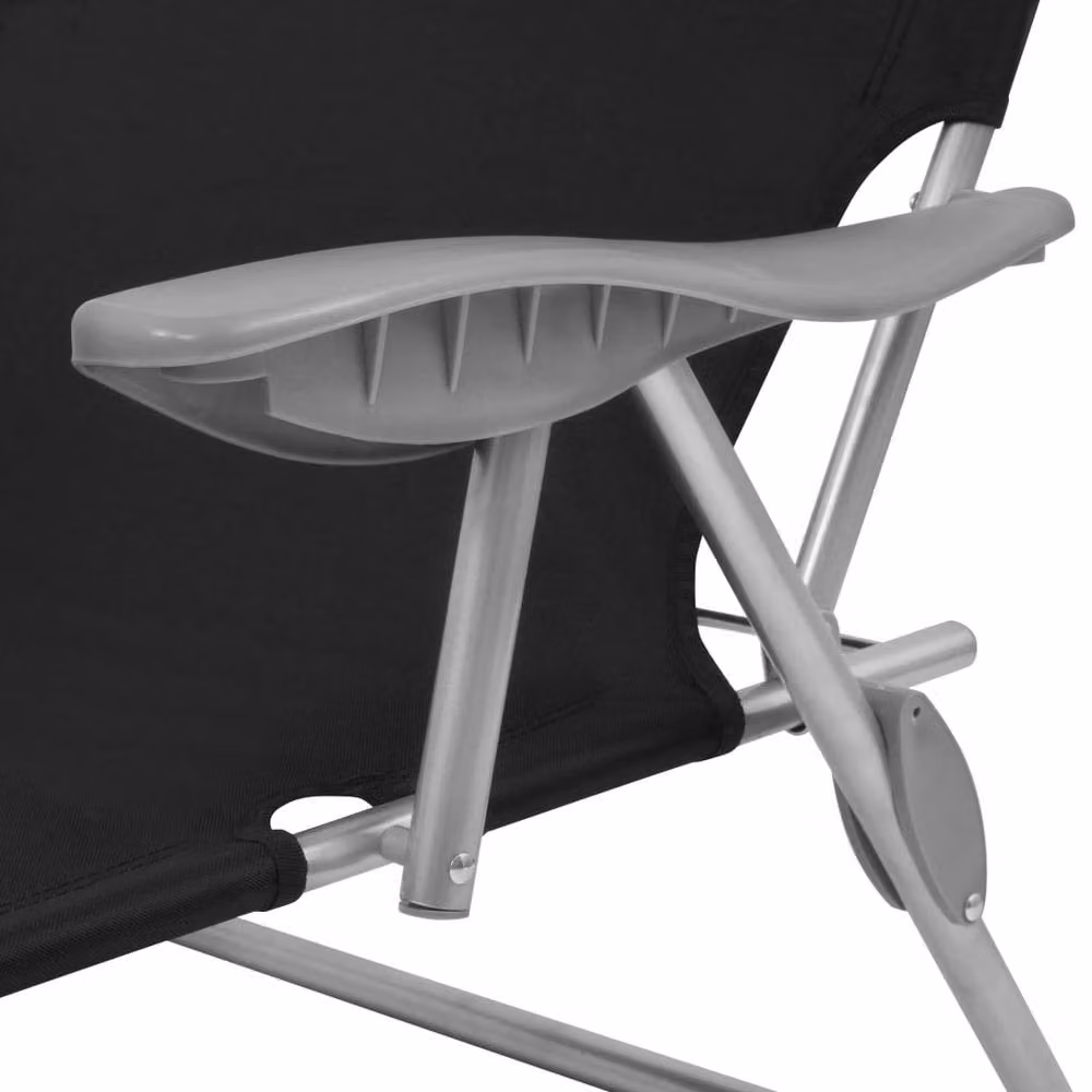Berkfield Home Sun Lounger with Canopy and Adjustable Headrest in Black Powder Coated Steel and Textilene – 2