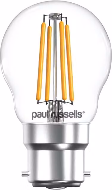Paul Russells 4.5W LED Filament Golf Bulb, B22, 470lm, Dimmable, 2700K Warm White