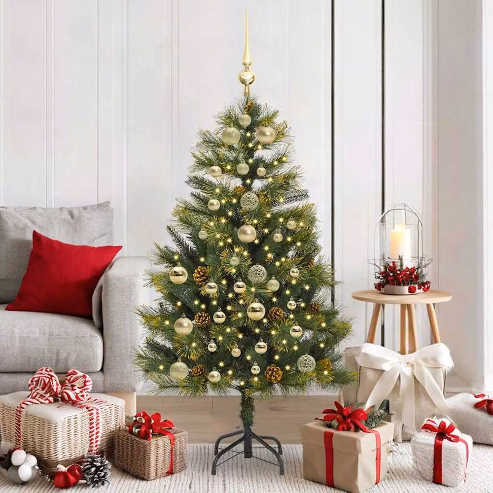 Berkfield Home Realistic Artificial Hinged Christmas Tree with Cones, Green, Height: 150 cm – 2