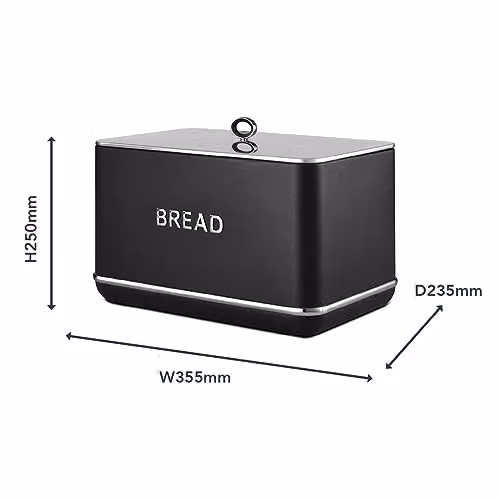 Tower Renaissance Bread Bin in Black, 16L Capacity, W/D/H: 35.5 x 25.0 x 23.5 cm – 6