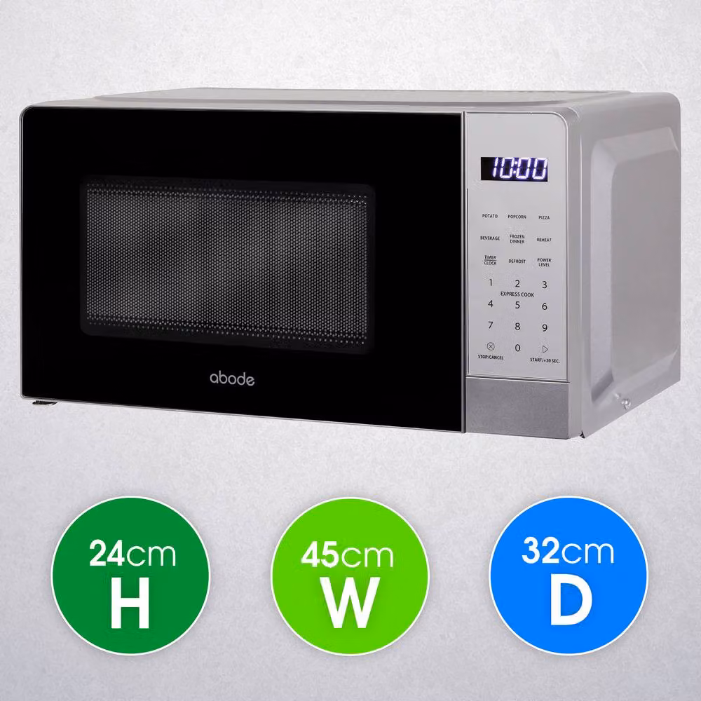 Abode AMT2012S/01 Touch Control Digital Solo Microwave, 20L, Silver – 2